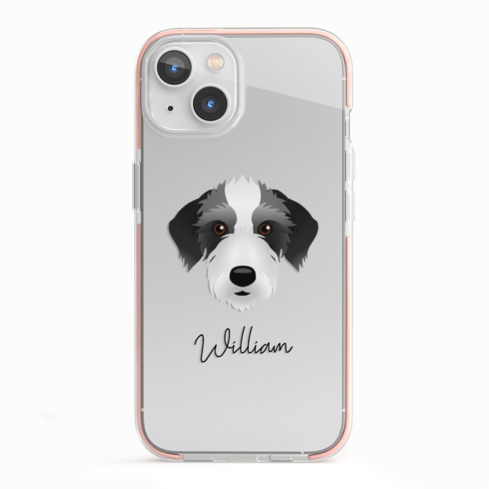 Bedlington Whippet Personalised iPhone 13 TPU Impact Case with Pink Edges