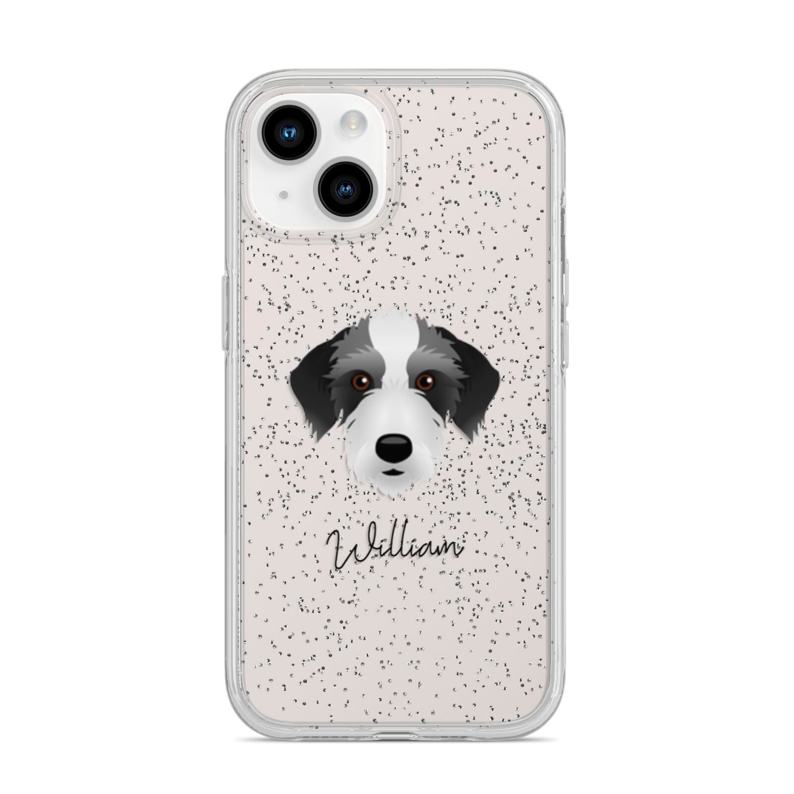 Bedlington Whippet Personalised iPhone 14 Glitter Tough Case Starlight