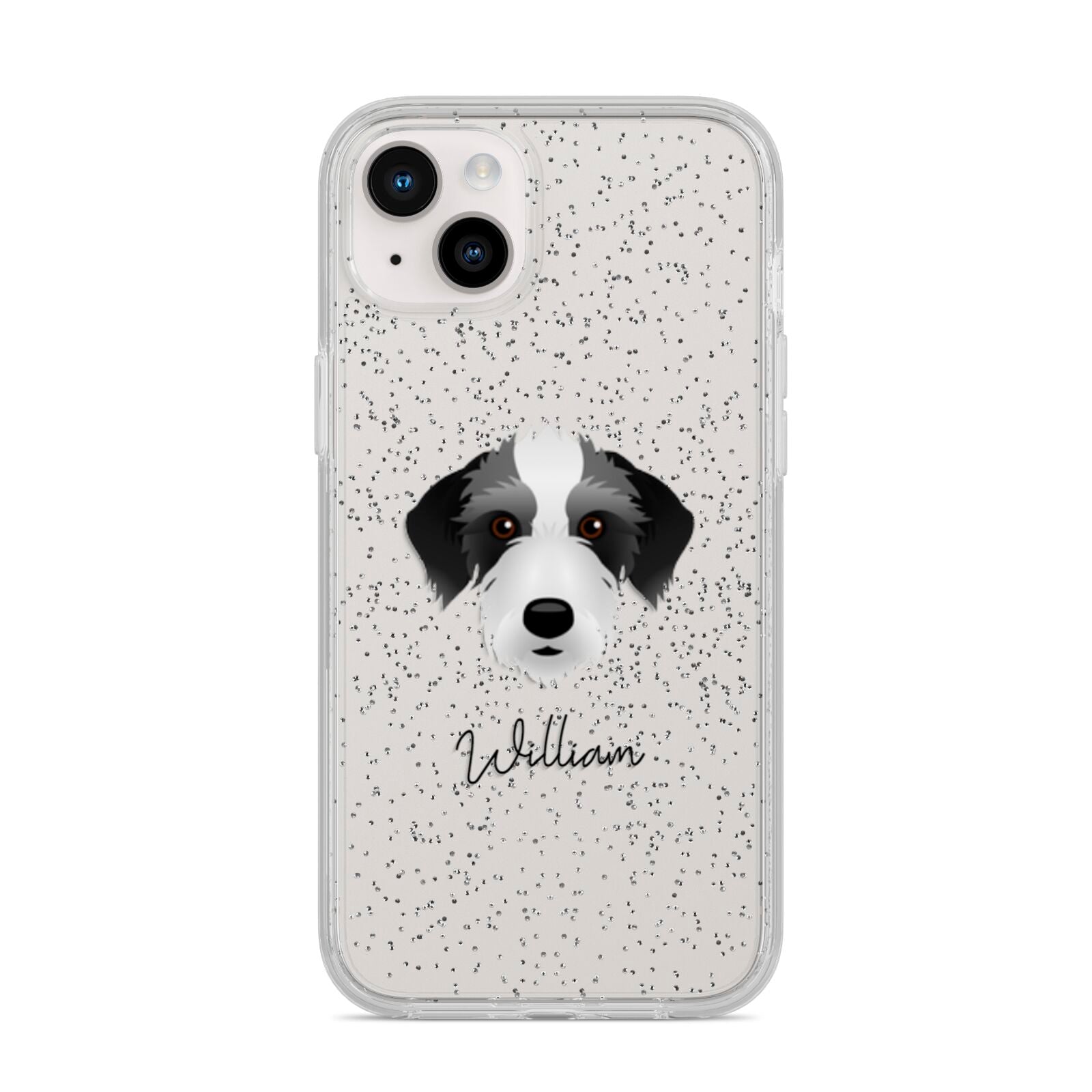 Bedlington Whippet Personalised iPhone 14 Plus Glitter Tough Case Starlight
