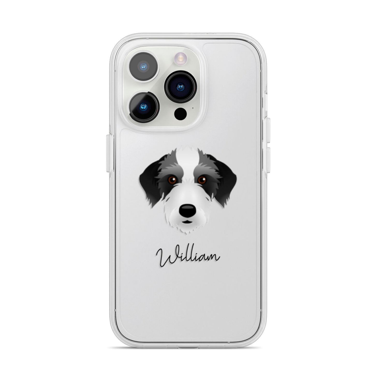 Bedlington Whippet Personalised iPhone 14 Pro Clear Tough Case Silver