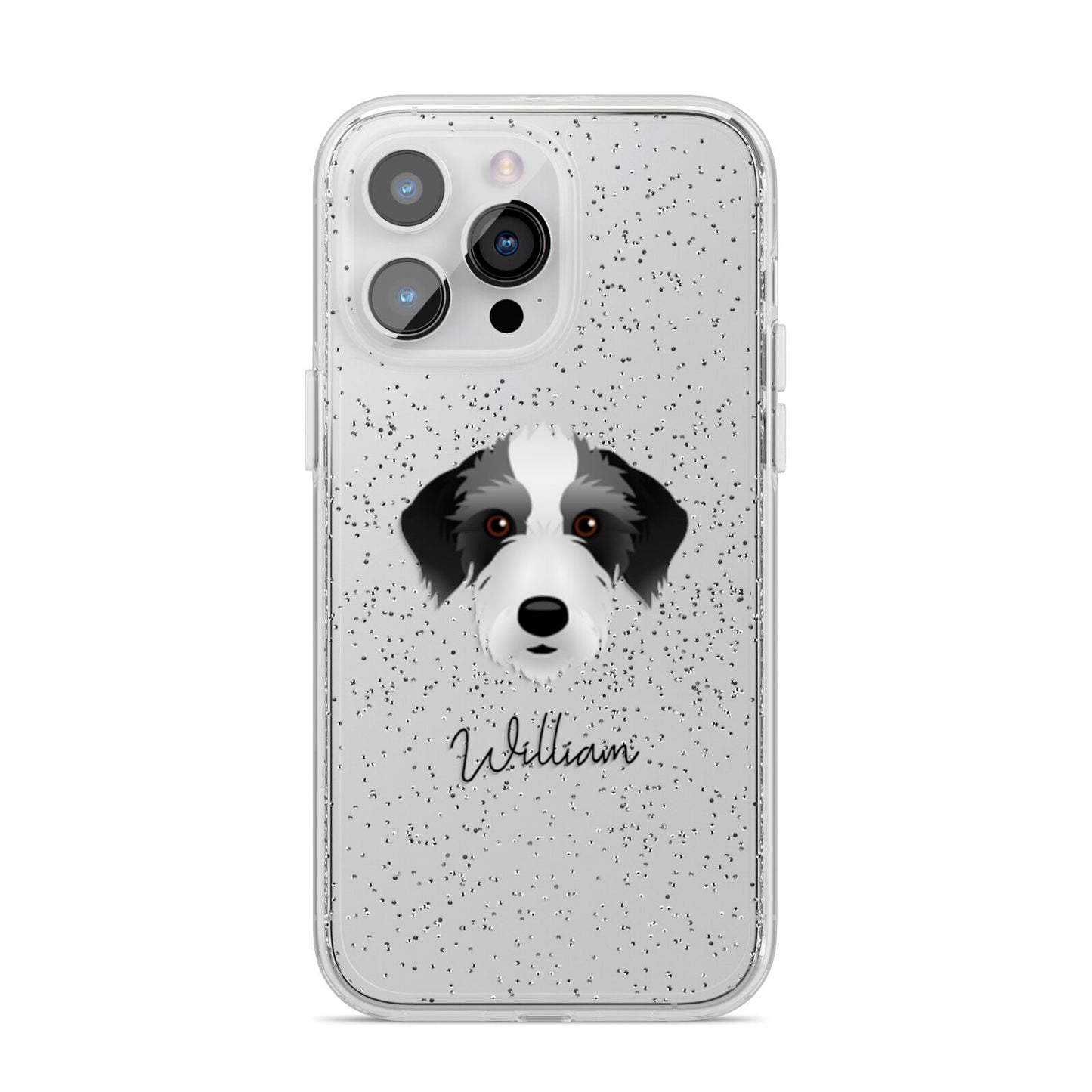 Bedlington Whippet Personalised iPhone 14 Pro Max Glitter Tough Case Silver