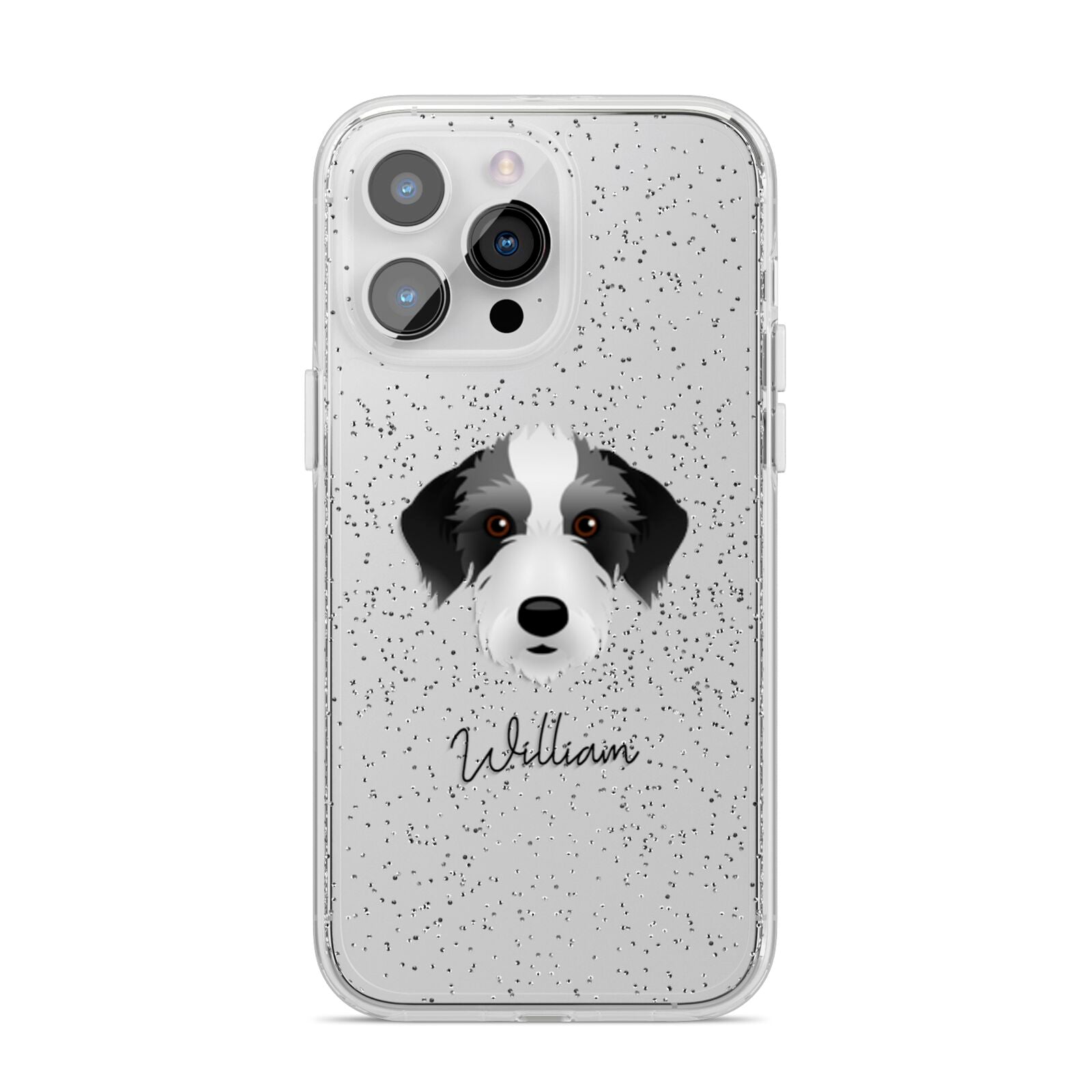 Bedlington Whippet Personalised iPhone 14 Pro Max Glitter Tough Case Silver