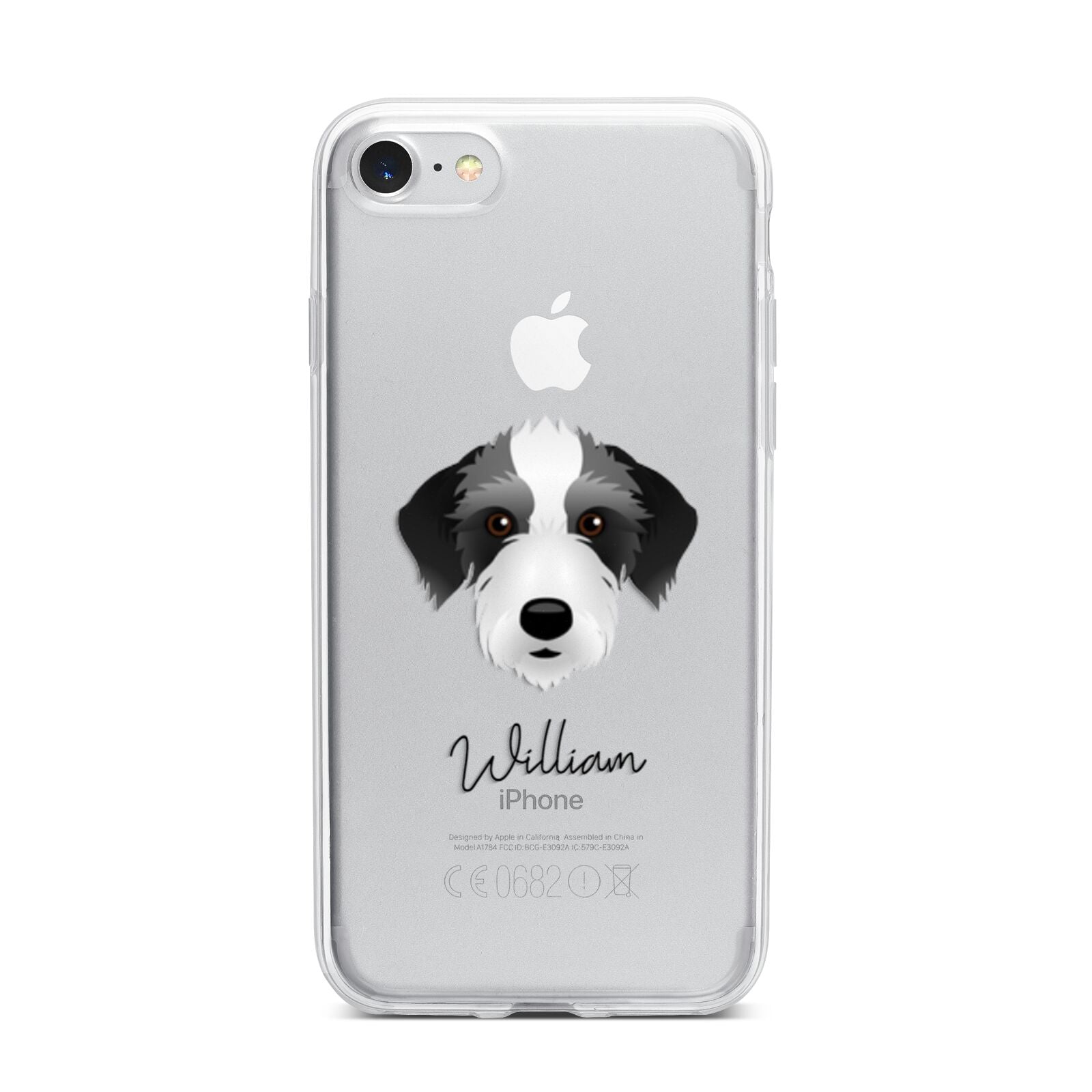 Bedlington Whippet Personalised iPhone 7 Bumper Case on Silver iPhone