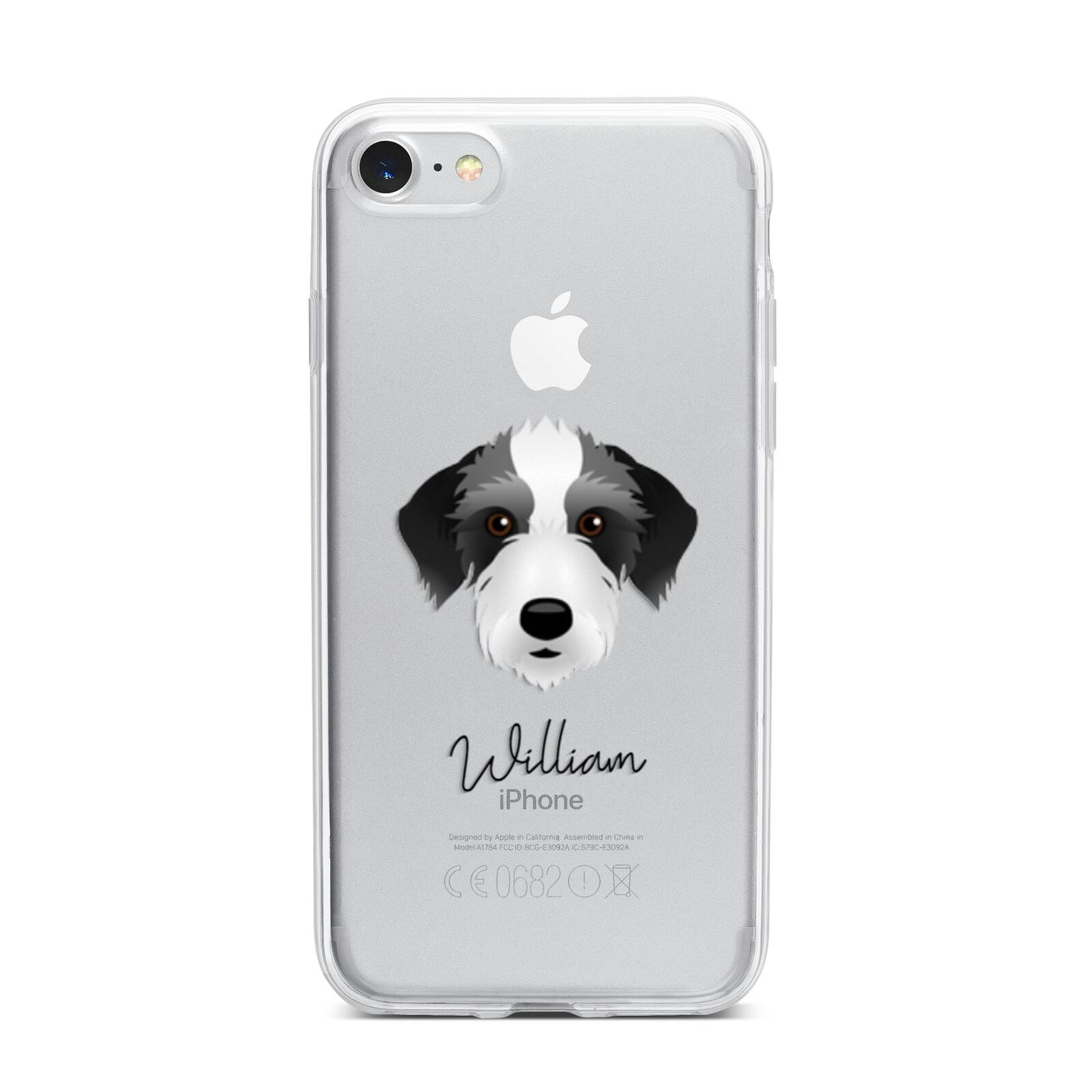 Bedlington Whippet Personalised iPhone 7 Bumper Case on Silver iPhone