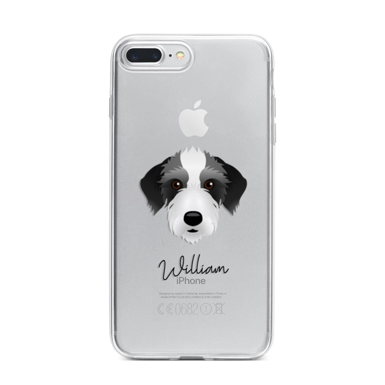 Bedlington Whippet Personalised iPhone 7 Plus Bumper Case on Silver iPhone