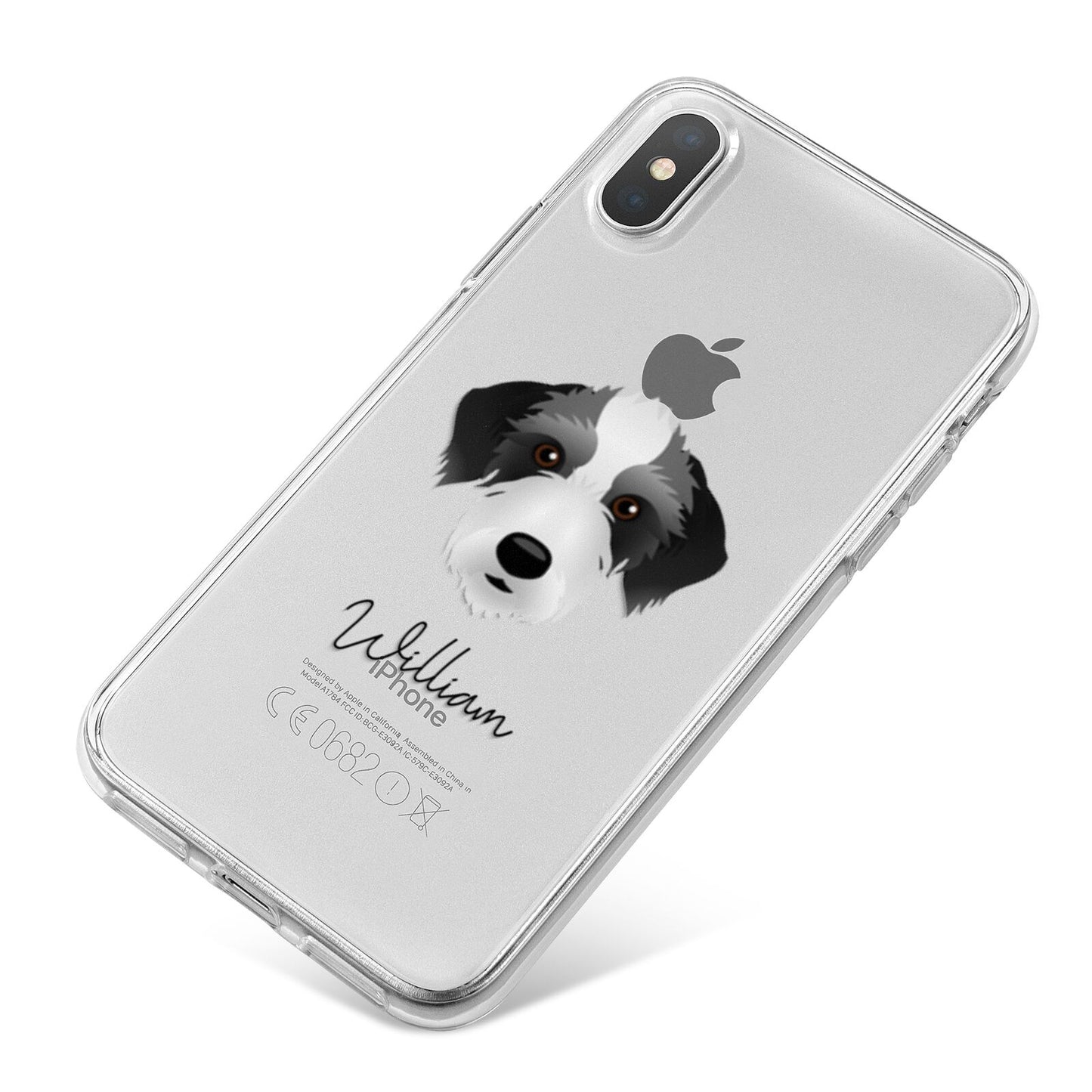 Bedlington Whippet Personalised iPhone X Bumper Case on Silver iPhone