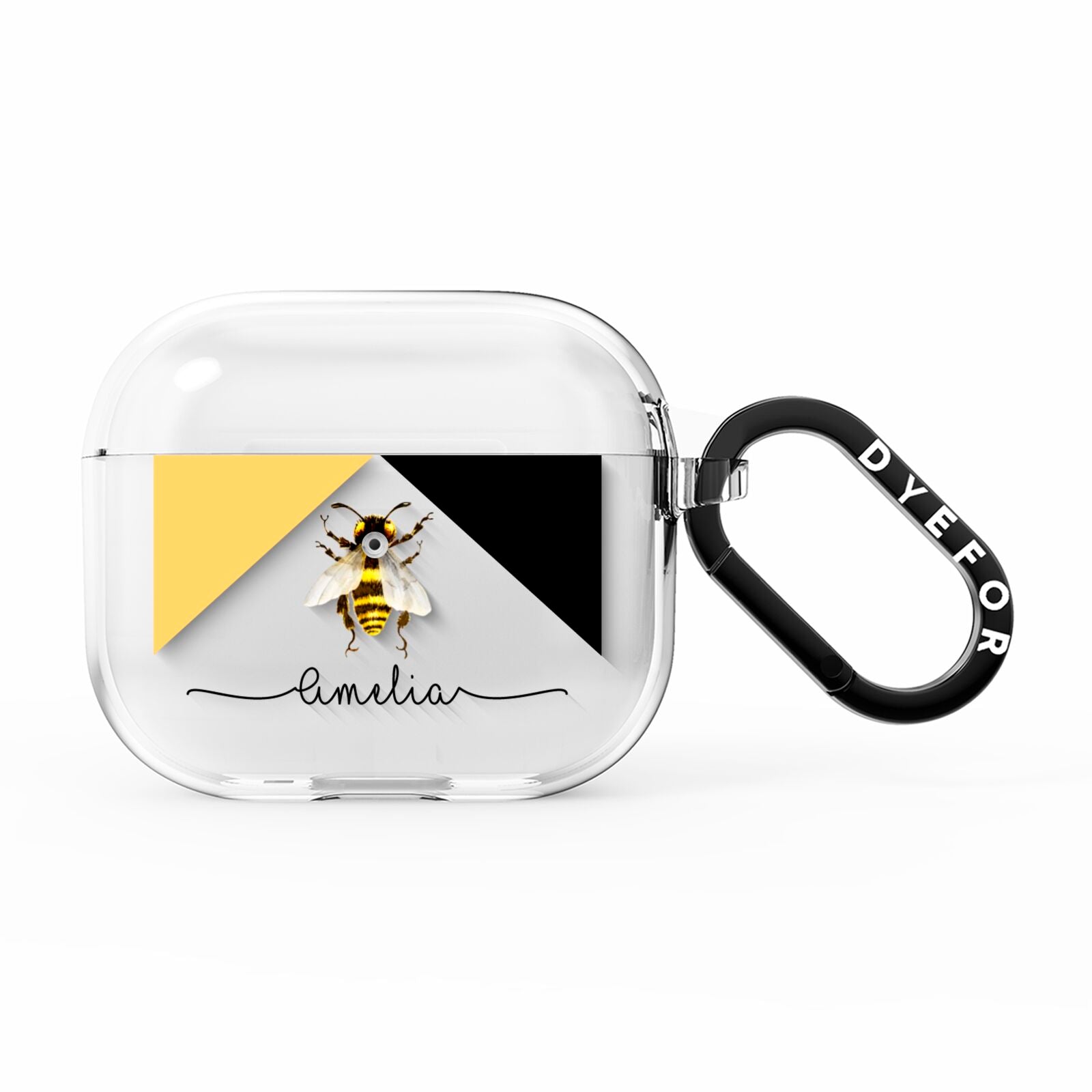 Bee Asymmetrical Background and Name AirPods Clear Case 3rd Gen