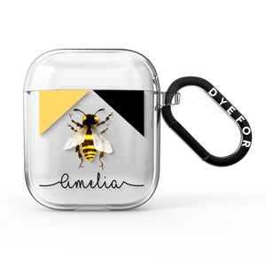Bee Asymmetrical Background and Name AirPods Case