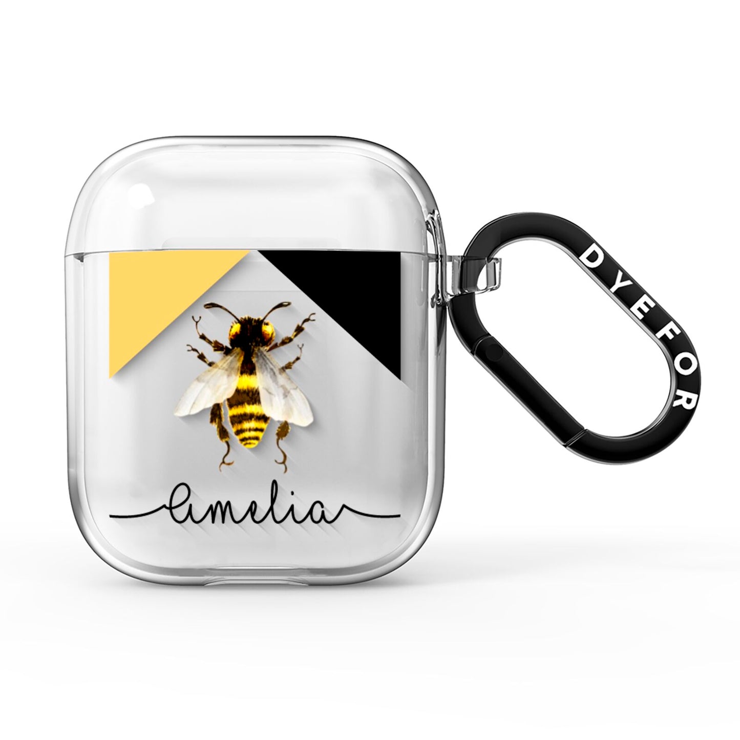 Bee Asymmetrical Background and Name AirPods Clear Case