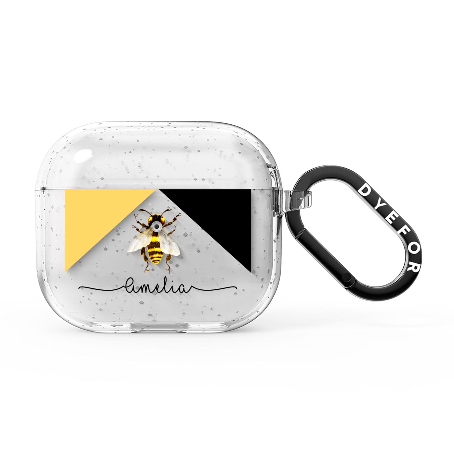 Bee Asymmetrical Background and Name AirPods Glitter Case 3rd Gen