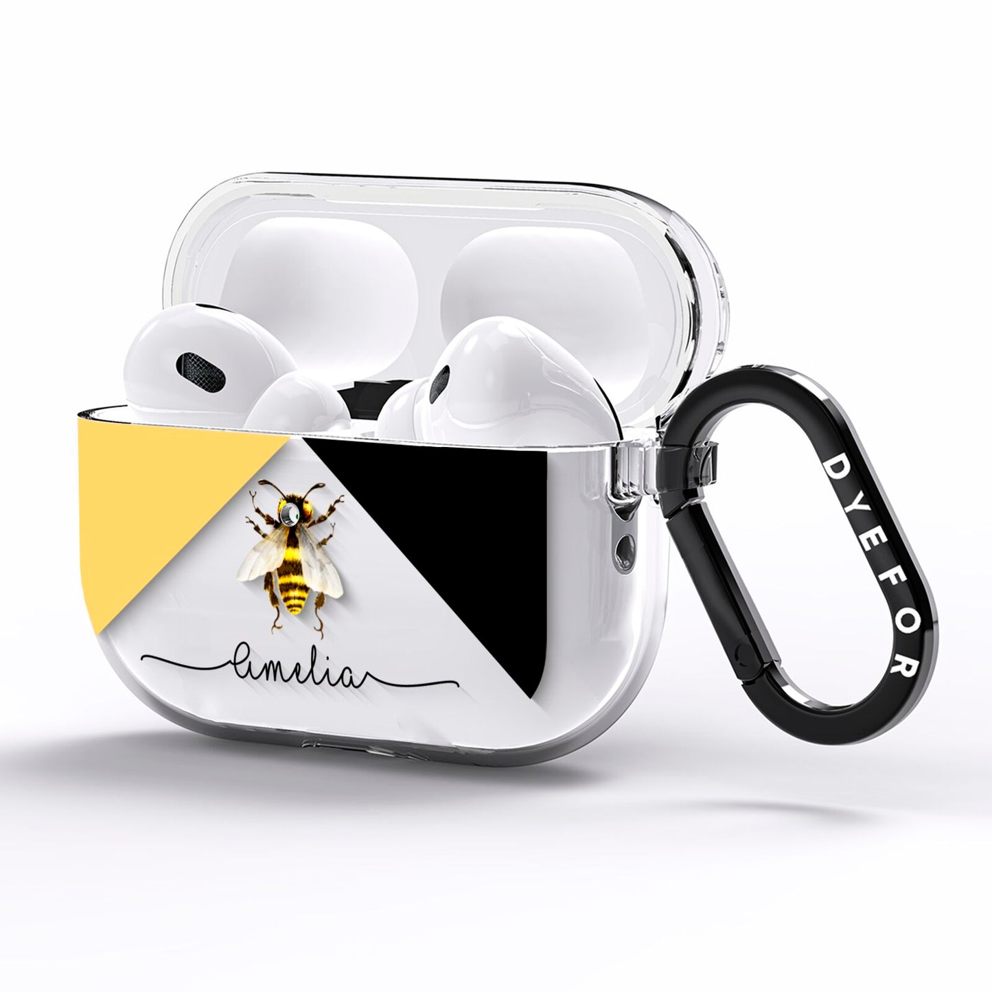 Bee Asymmetrical Background and Name AirPods Pro Clear Case Side Image