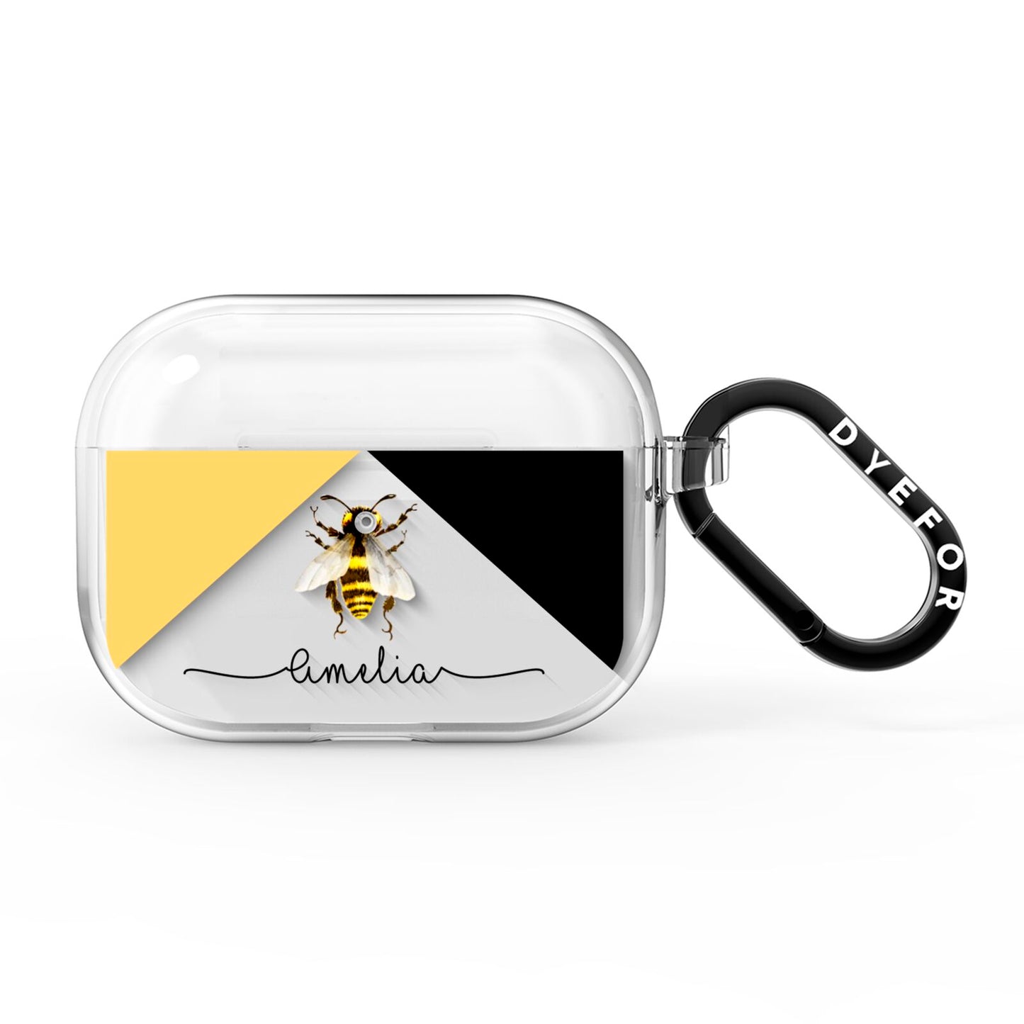 Bee Asymmetrical Background and Name AirPods Pro Clear Case