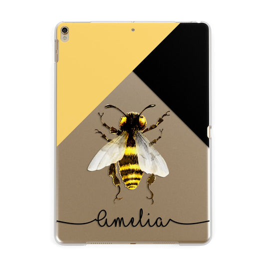 Bee Asymmetrical Background and Name Apple iPad Gold Case