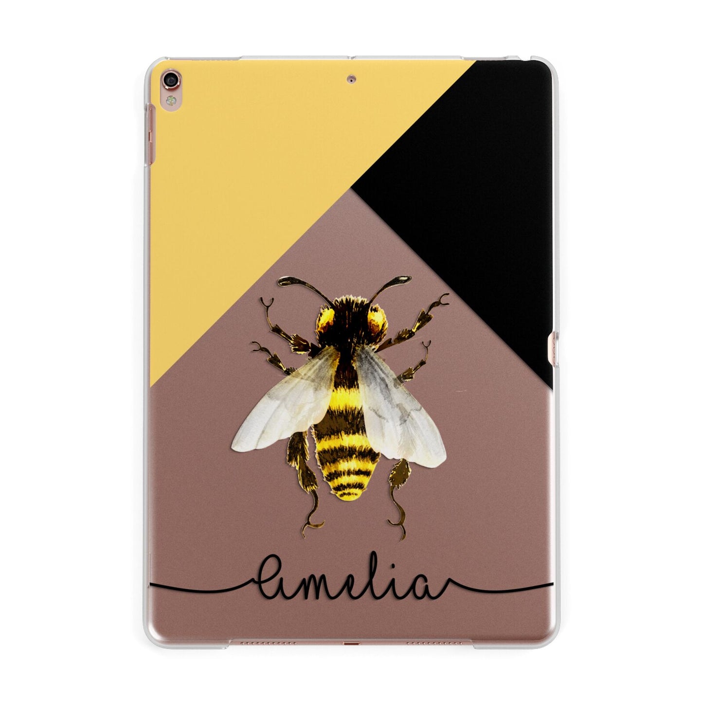 Bee Asymmetrical Background and Name Apple iPad Rose Gold Case
