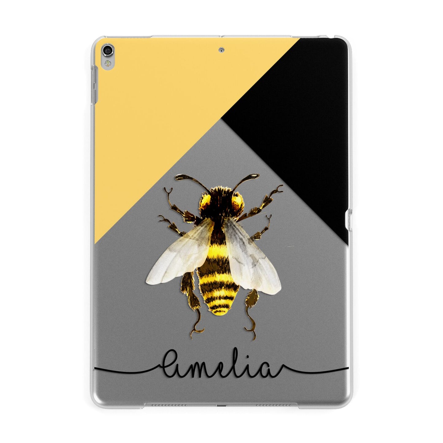 Bee Asymmetrical Background and Name Apple iPad Silver Case