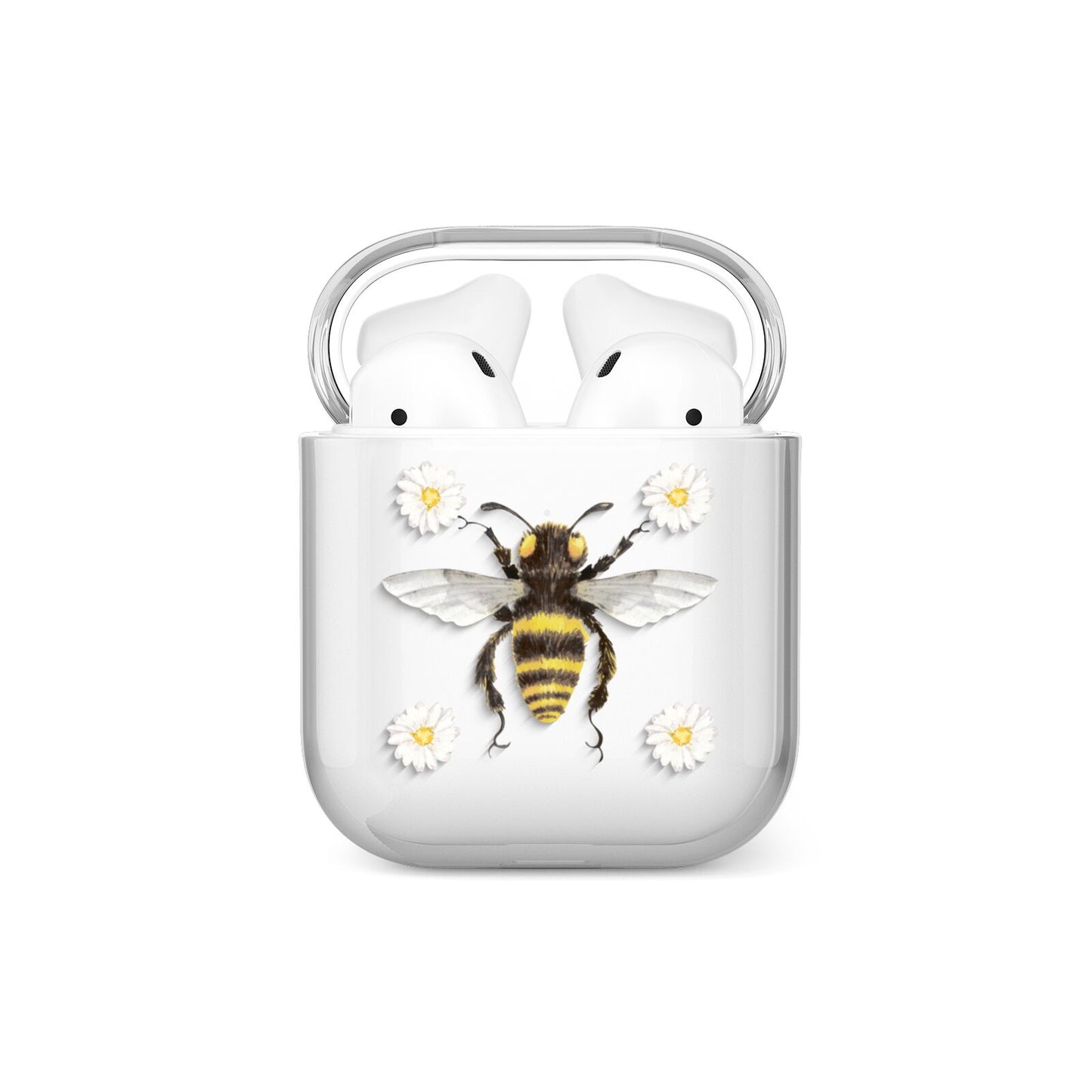 Bee Illustration with Daisies AirPods Case