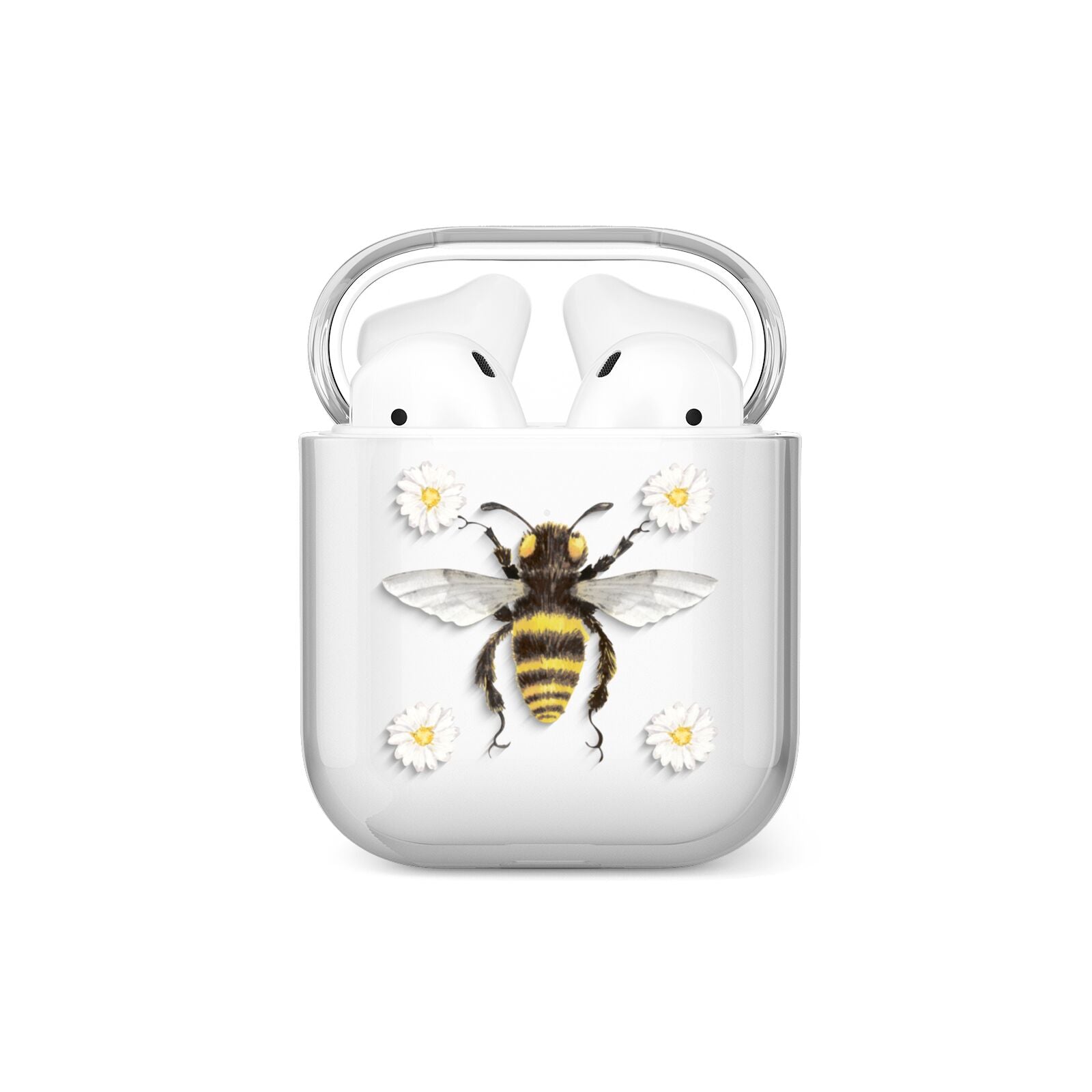 Bee Illustration with Daisies AirPods Case