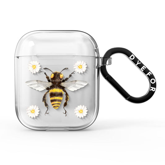 Bee Illustration with Daisies AirPods Clear Case