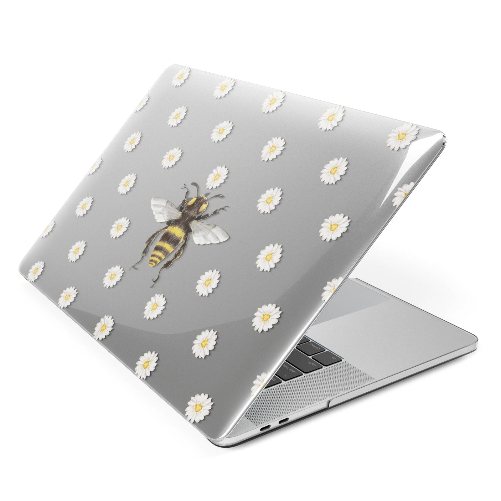 Bee Illustration with Daisies Apple MacBook Case Side View