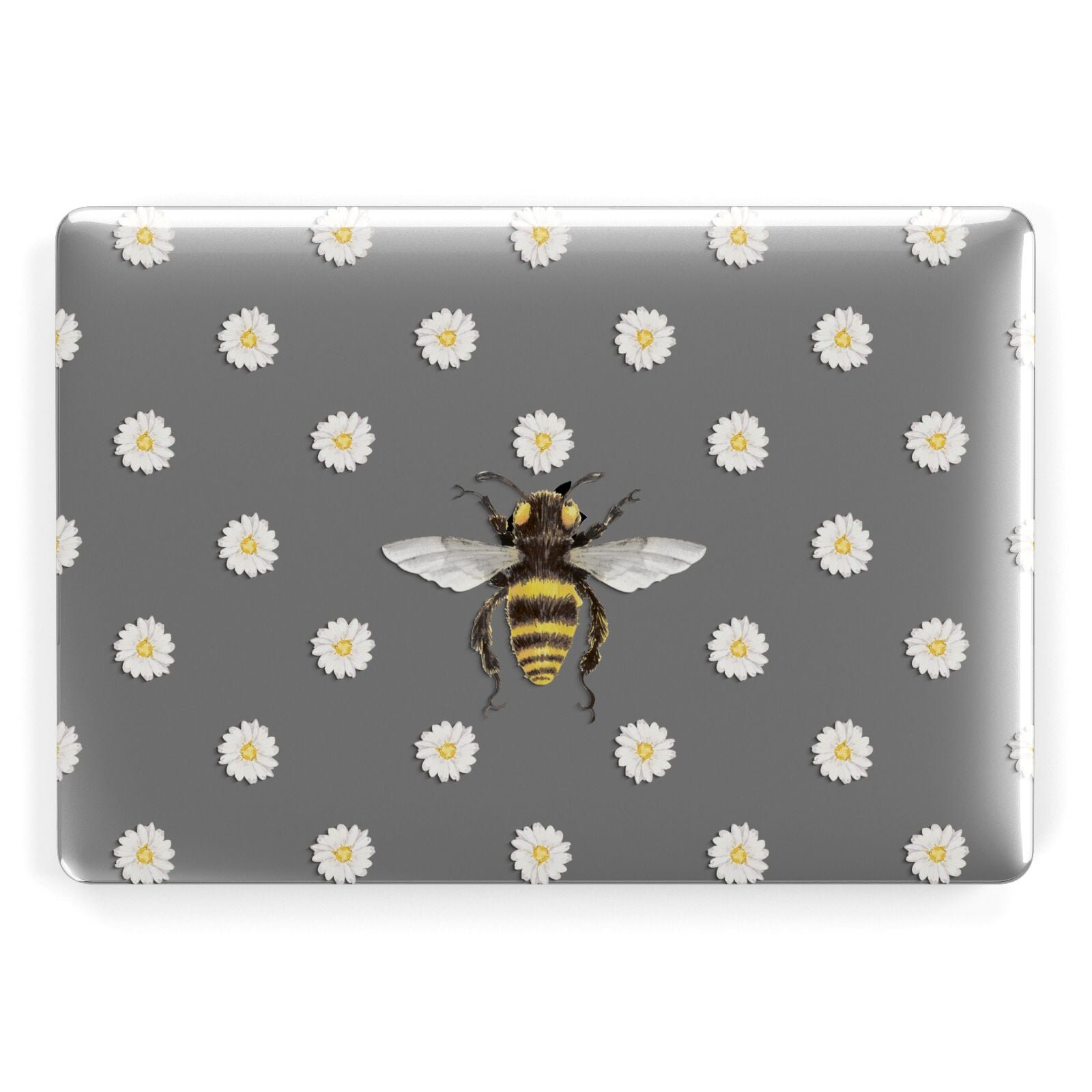 Bee Illustration with Daisies Apple MacBook Case