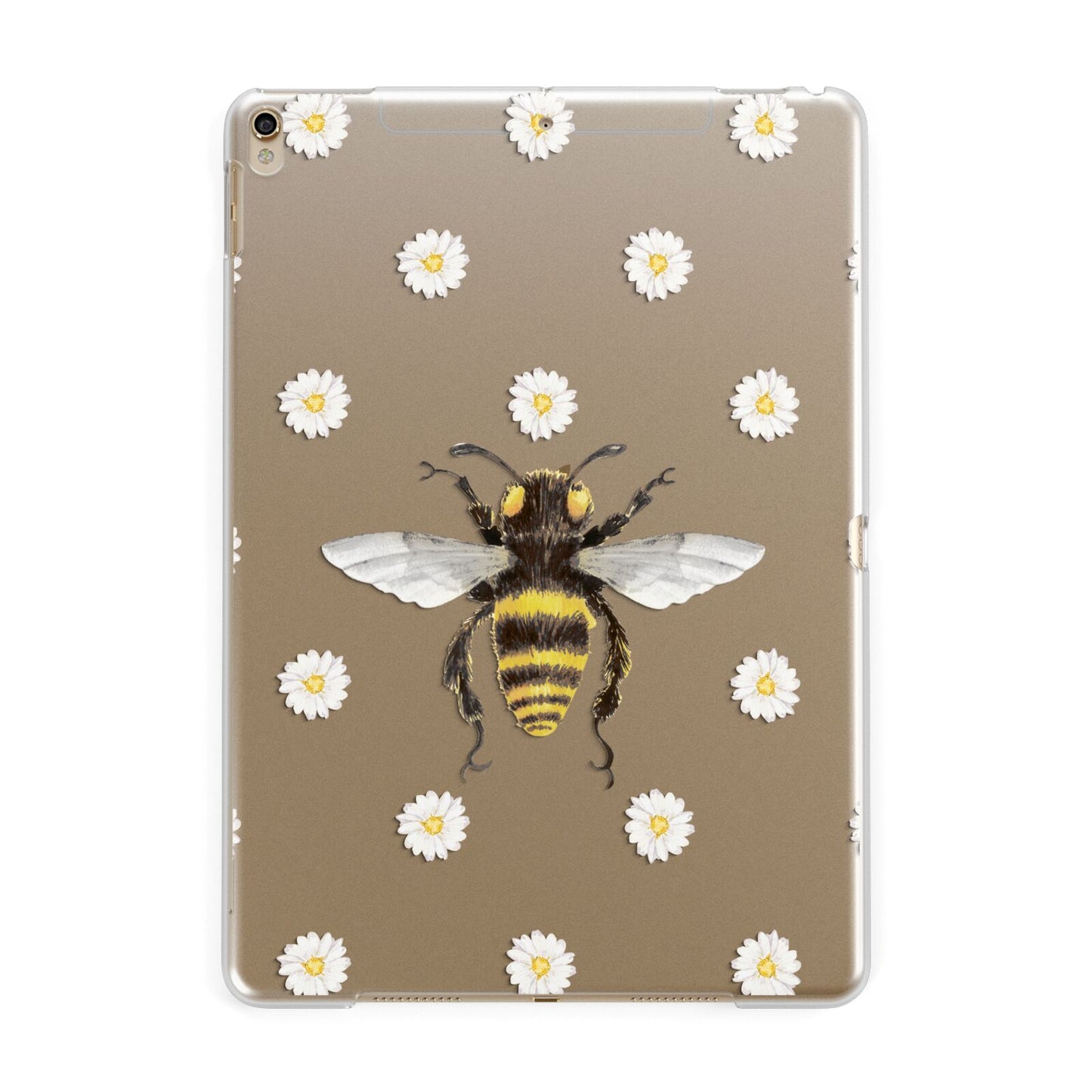 Bee Illustration with Daisies Apple iPad Gold Case