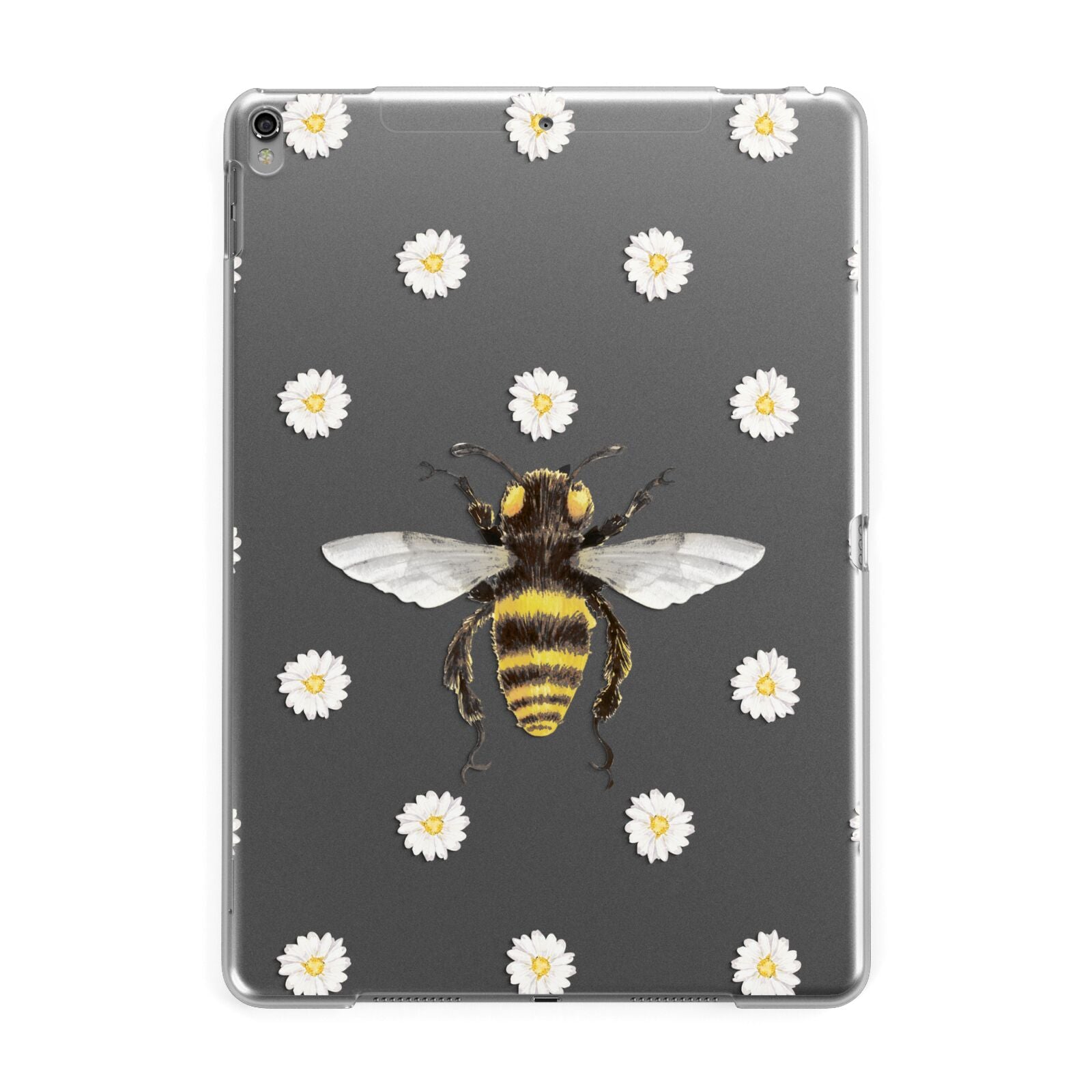 Bee Illustration with Daisies Apple iPad Grey Case
