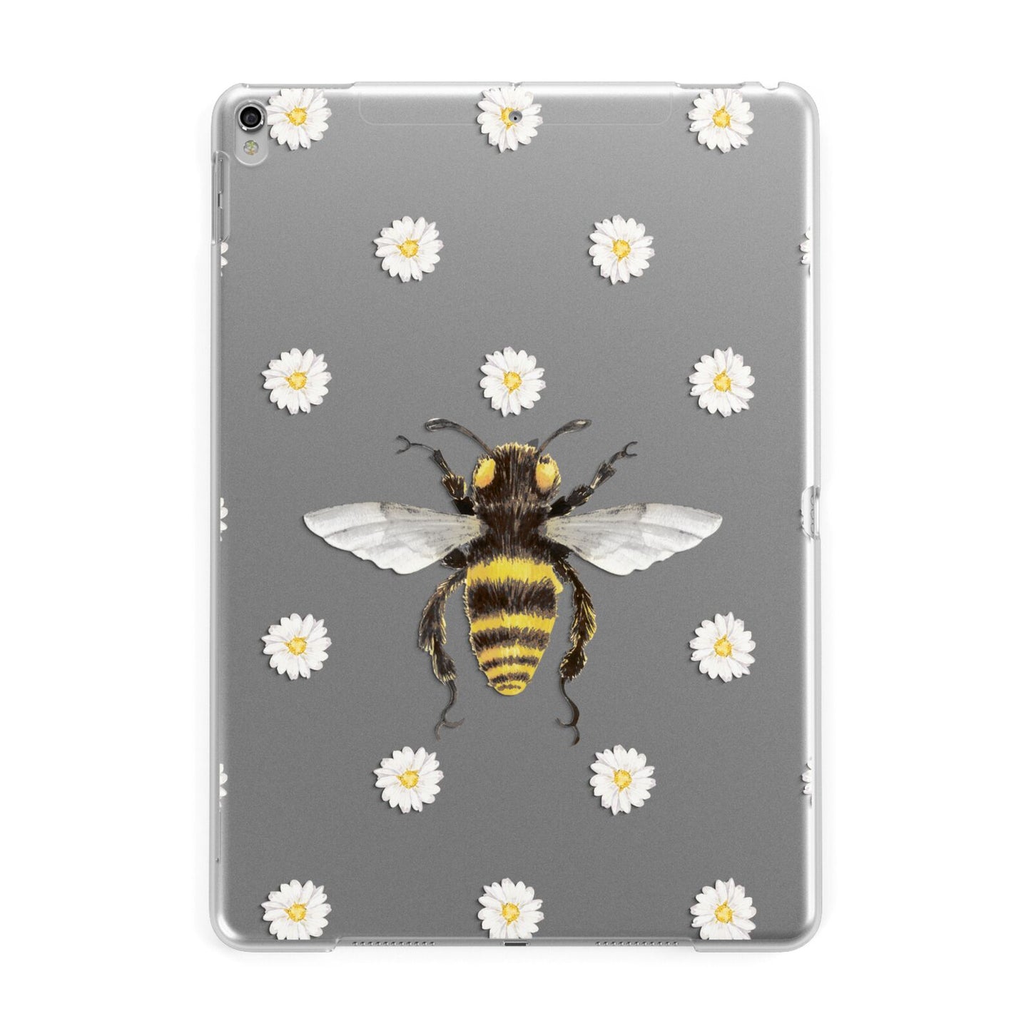 Bee Illustration with Daisies Apple iPad Silver Case