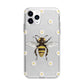 Bee Illustration with Daisies Apple iPhone 11 Pro Max in Silver with Bumper Case