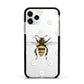 Bee Illustration with Daisies Apple iPhone 11 Pro in Silver with Black Impact Case