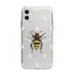 Bee Illustration with Daisies Apple iPhone 11 in White with Bumper Case