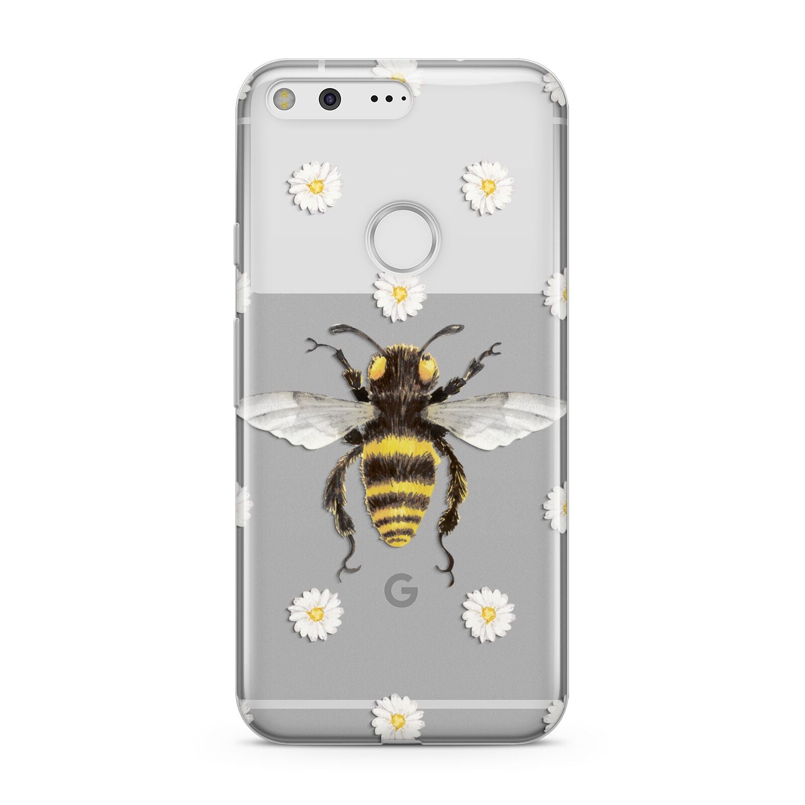 Bee Illustration with Daisies Google Pixel Case