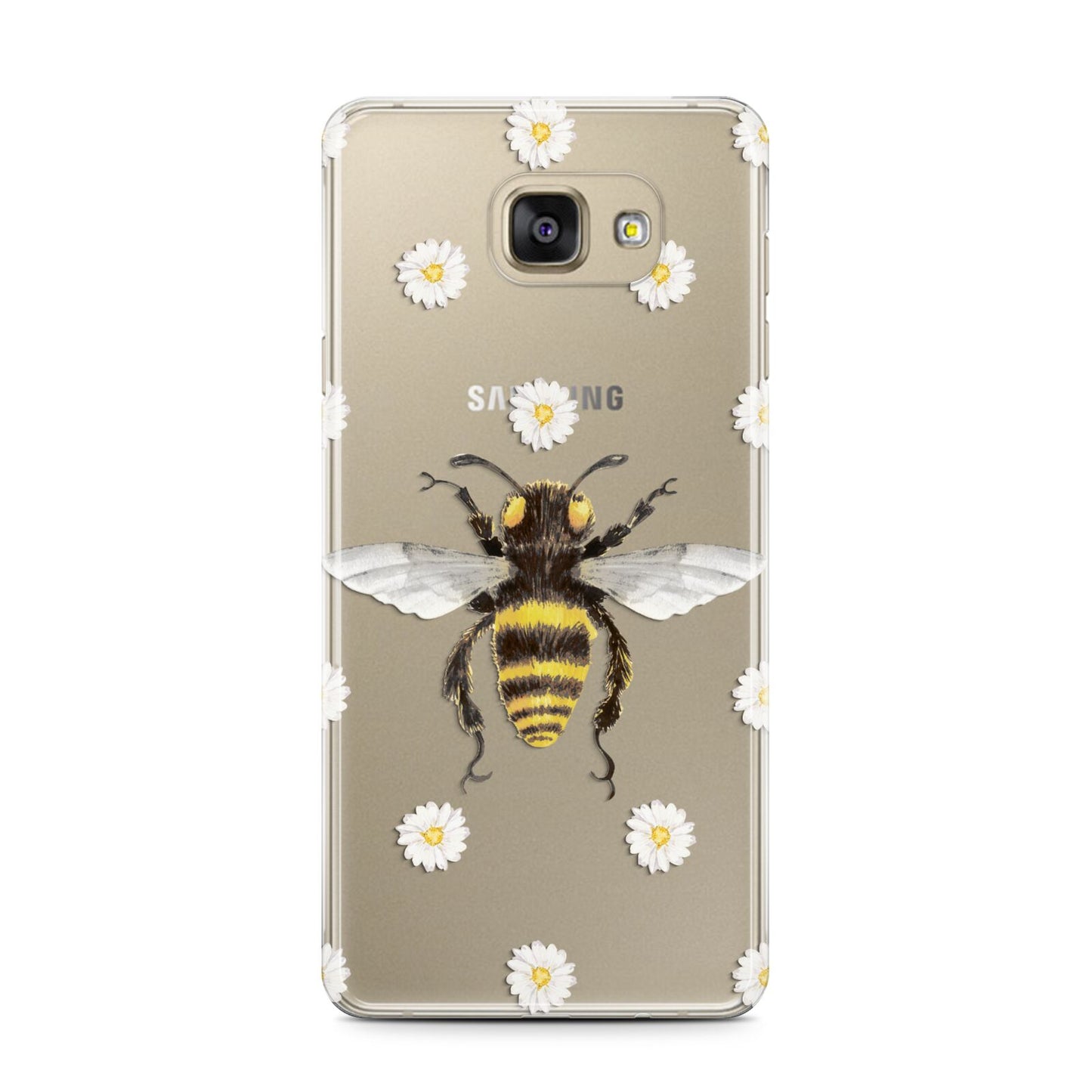Bee Illustration with Daisies Samsung Galaxy A7 2016 Case on gold phone
