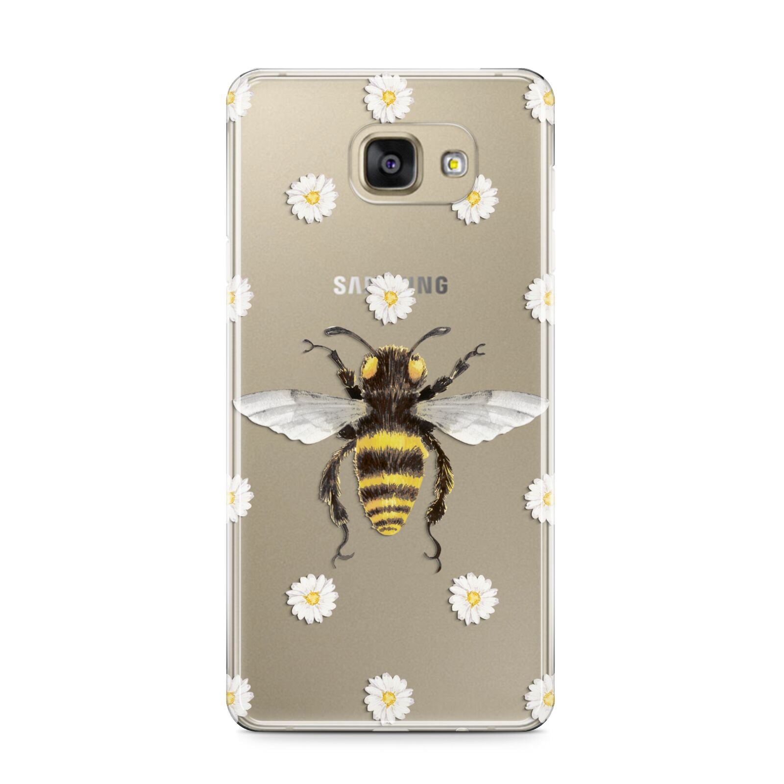 Bee Illustration with Daisies Samsung Galaxy A9 2016 Case on gold phone