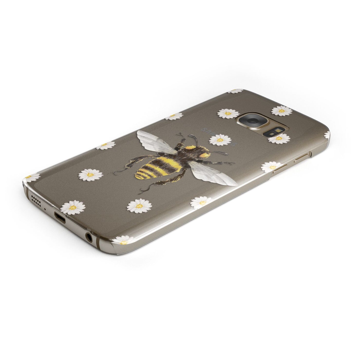 Bee Illustration with Daisies Samsung Galaxy Case Bottom Cutout