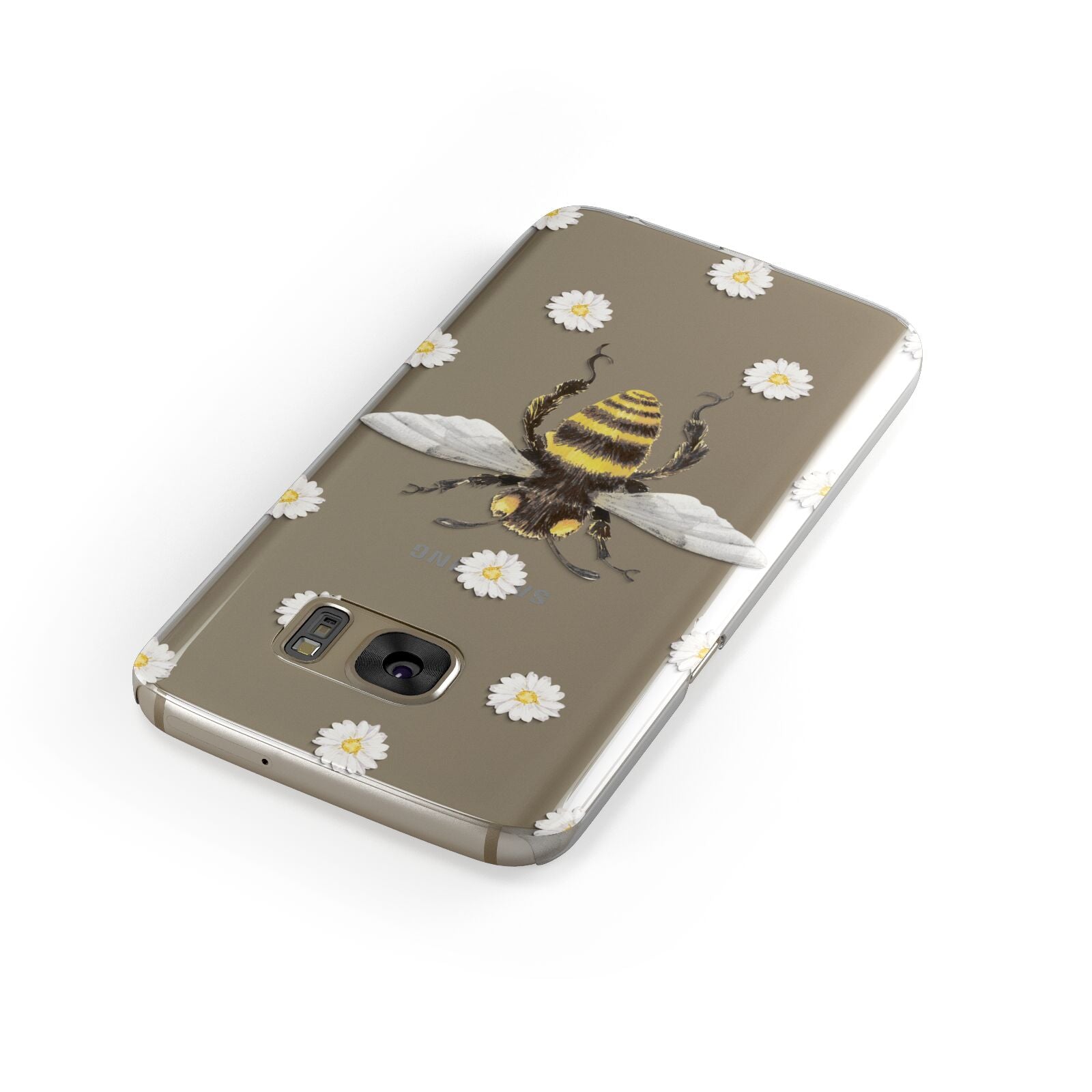 Bee Illustration with Daisies Samsung Galaxy Case Front Close Up