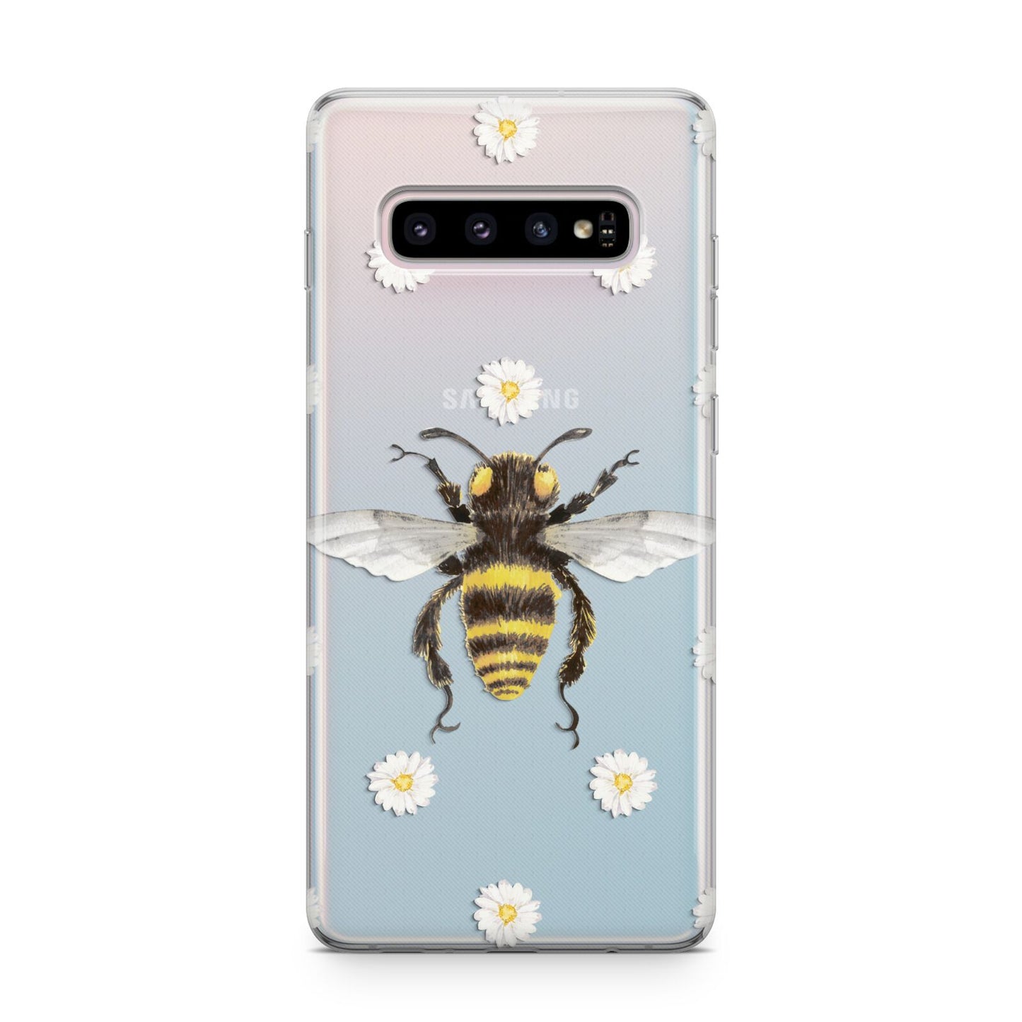Bee Illustration with Daisies Samsung Galaxy S10 Plus Case