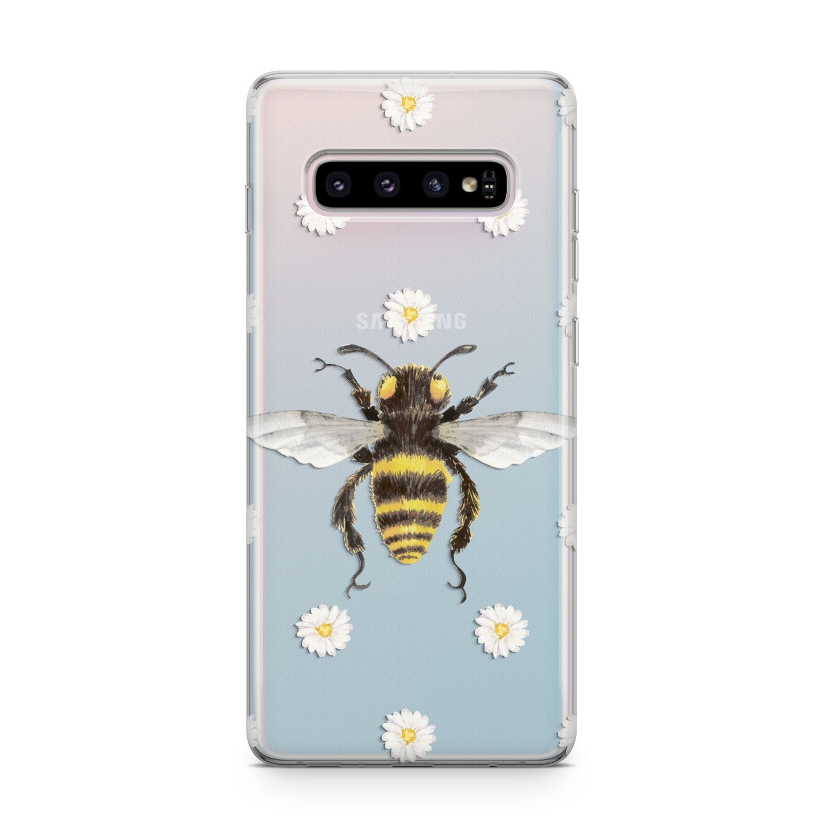 Bee Illustration with Daisies Samsung Galaxy S10 Plus Case