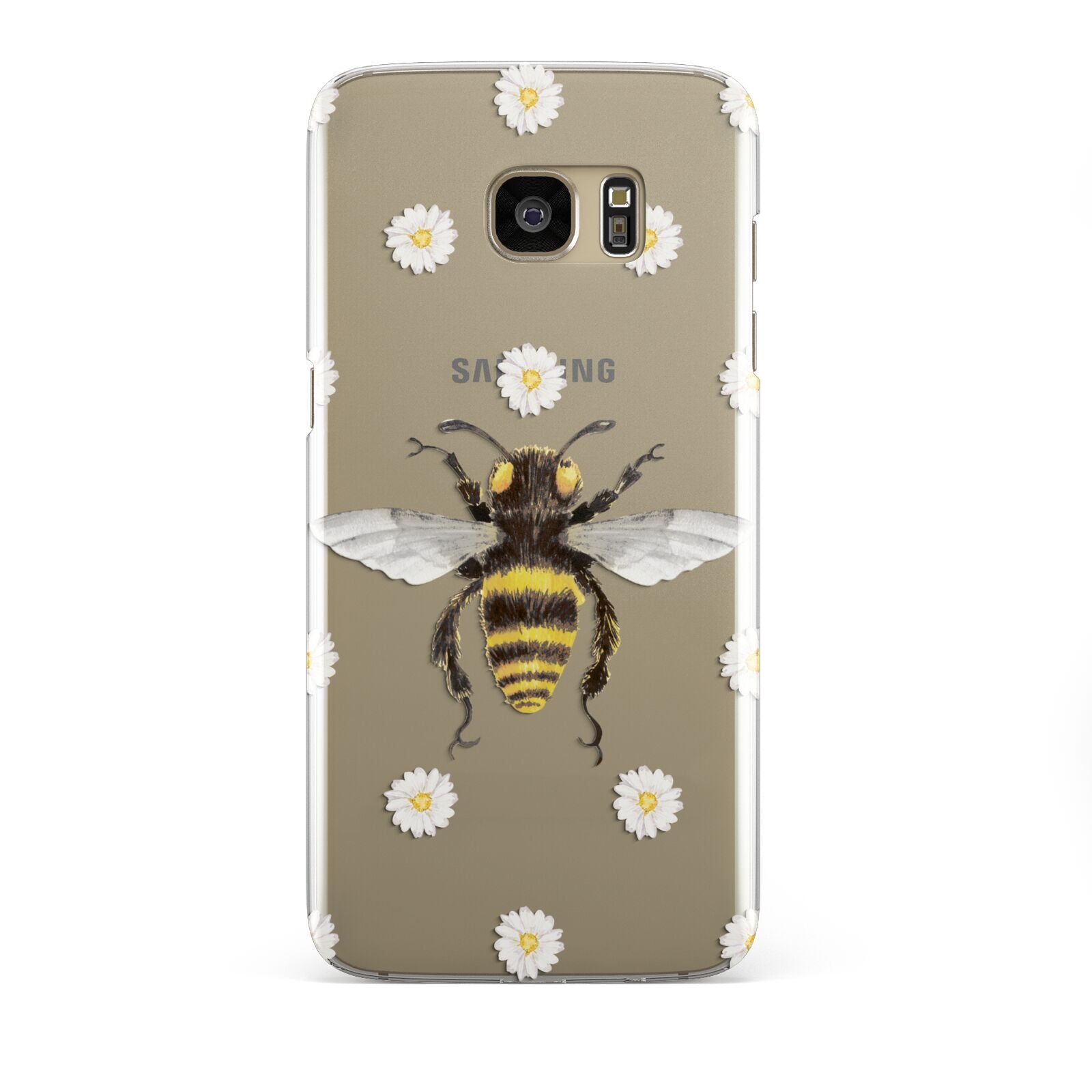 Bee Illustration with Daisies Samsung Galaxy S7 Edge Case