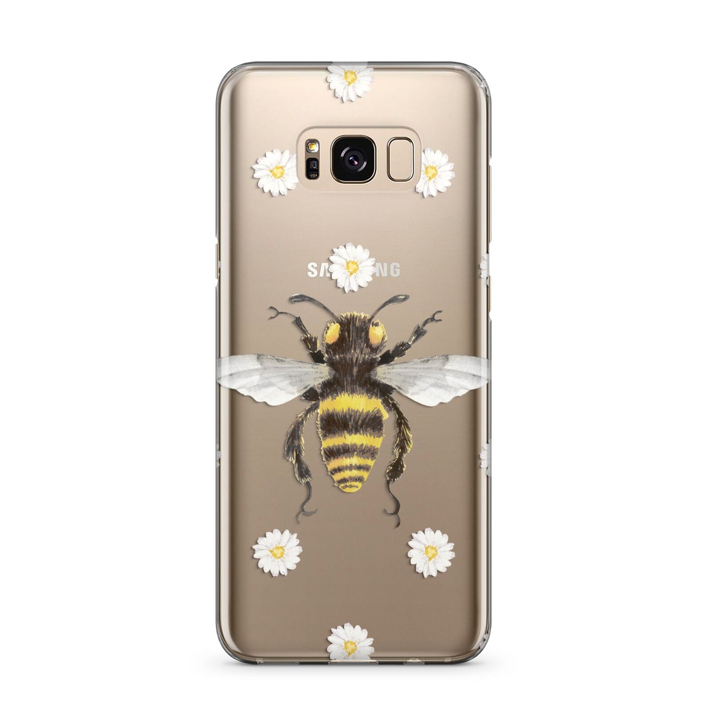 Bee Illustration with Daisies Samsung Galaxy S8 Plus Case