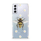 Bee Illustration with Daisies Samsung S21 Plus Phone Case