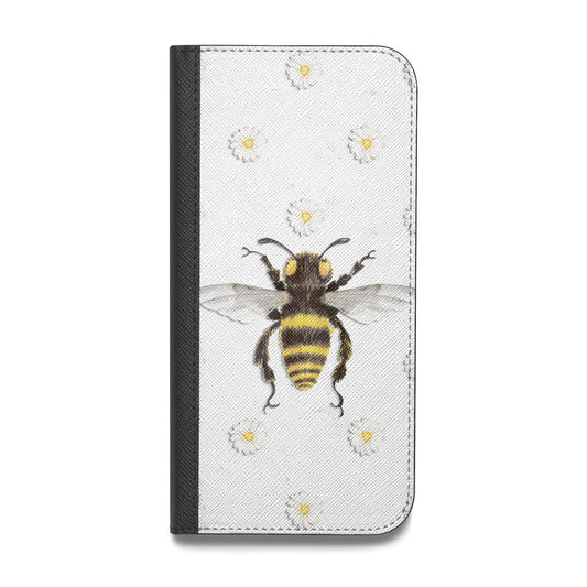 Bee Illustration with Daisies Vegan Leather Flip Samsung Case