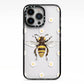 Bee Illustration with Daisies iPhone 13 Pro Black Impact Case on Silver phone
