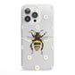 Bee Illustration with Daisies iPhone 13 Pro Clear Bumper Case