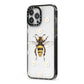 Bee Illustration with Daisies iPhone 13 Pro Max Black Impact Case Side Angle on Silver phone