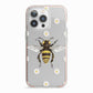 Bee Illustration with Daisies iPhone 13 Pro TPU Impact Case with Pink Edges