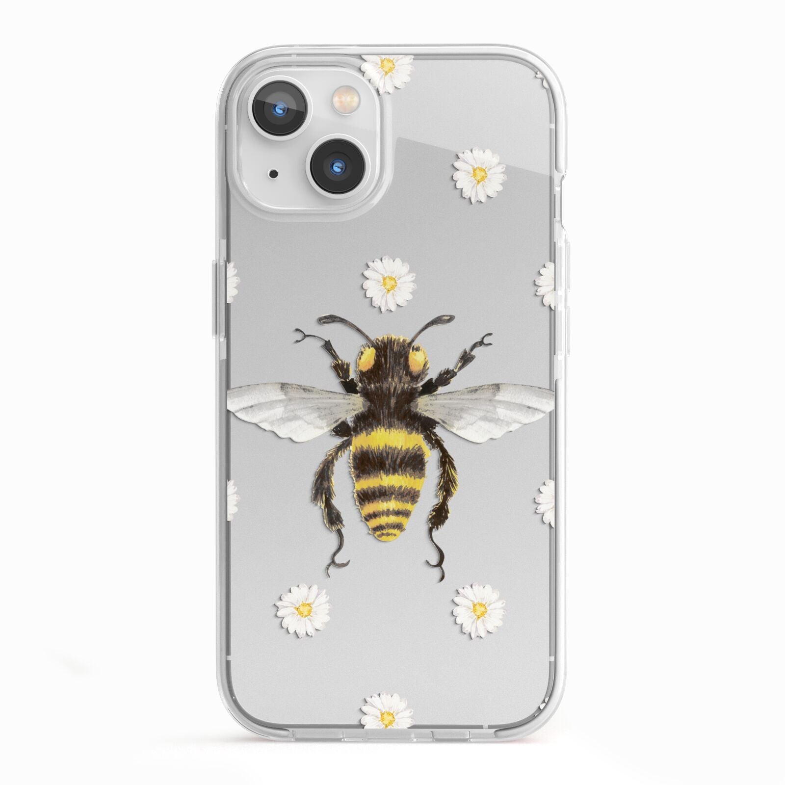 Bee Illustration with Daisies iPhone 13 TPU Impact Case with White Edges