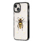 Bee Illustration with Daisies iPhone 14 Black Impact Case Side Angle on Silver phone