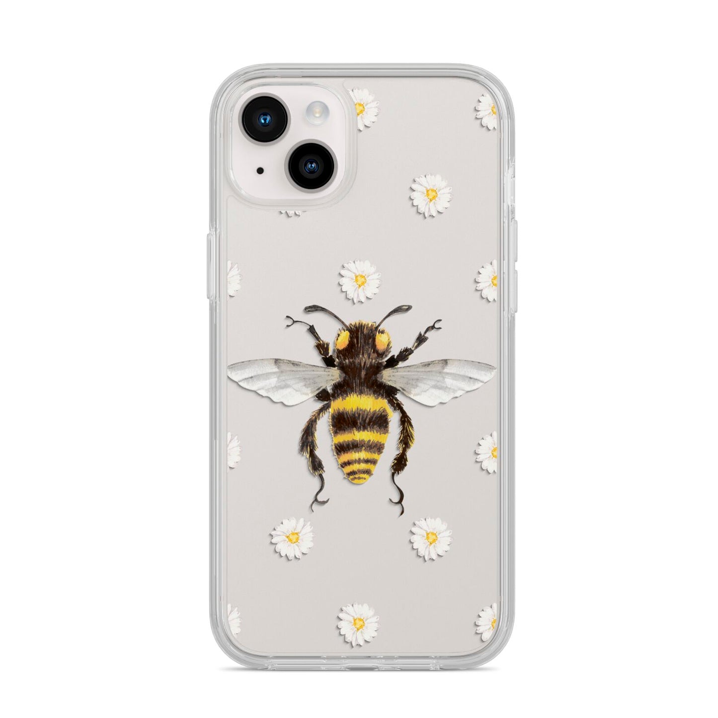 Bee Illustration with Daisies iPhone 14 Plus Clear Tough Case Starlight