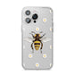 Bee Illustration with Daisies iPhone 14 Pro Max Clear Tough Case Silver