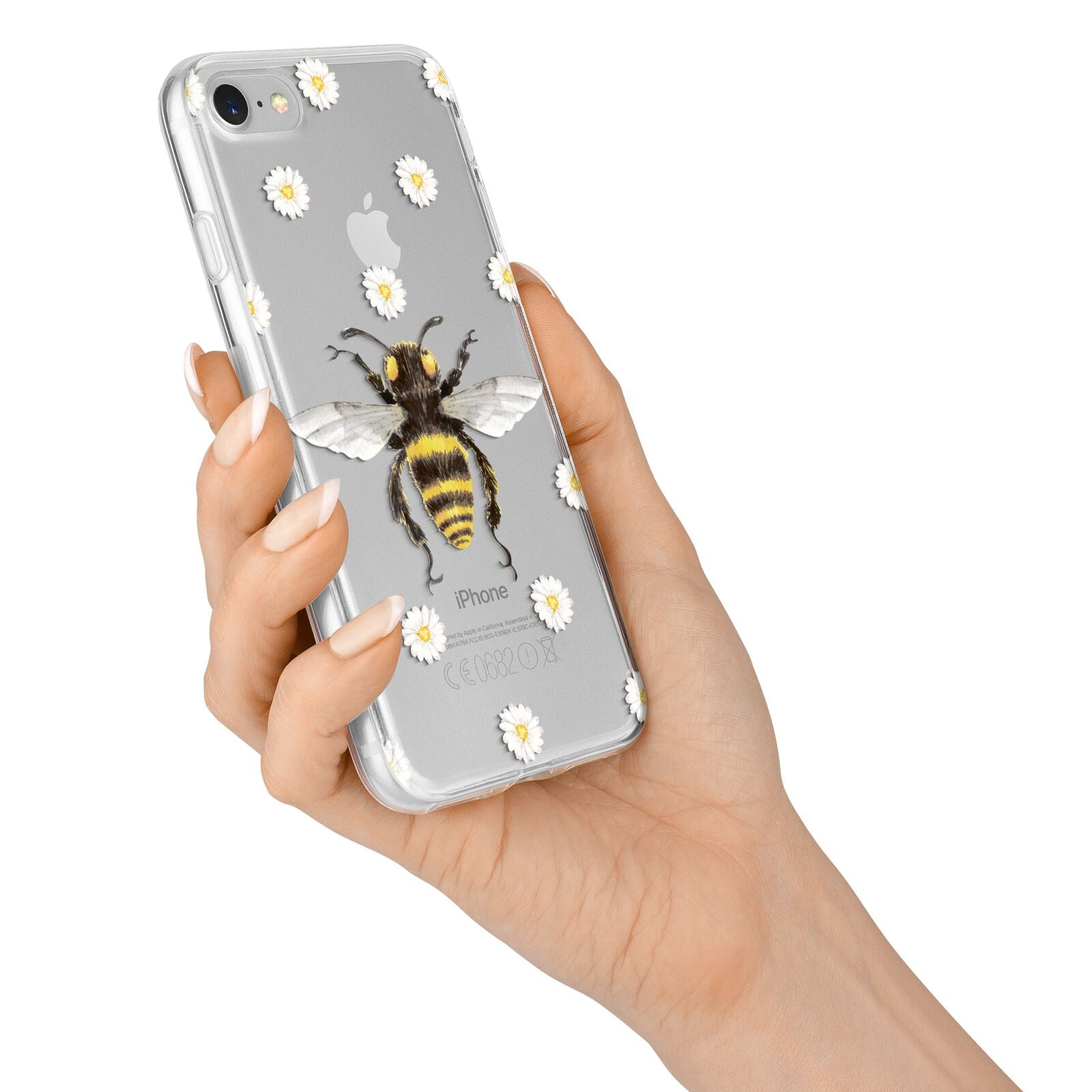 Bee Illustration with Daisies iPhone 7 Bumper Case on Silver iPhone Alternative Image